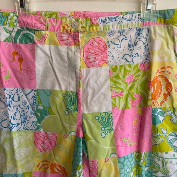 LILLY PULITZER Patchwork Print White Label Pants 8 - Picture 7 of 16